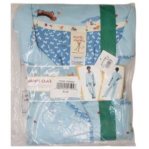 Munki Munki Pajama Set Women Blue (All Dogs Welcome) Flannel Button Front NWT
